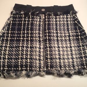 Zara blue tweed fringe skirt